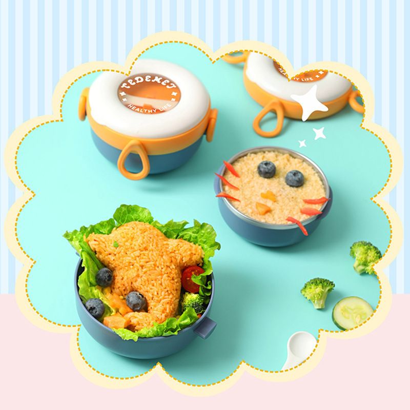 Kids Round 304 Stainless Steel Baby Food Bowl Set Baby Baby and Infant Feeding Tableware INS Lunch Box Bento Box