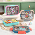 INS Lunch Box Cartoon Compartment Stainless Steel Lunch Box Student Office Worker Bento Box Portable Buckle Lunch Box