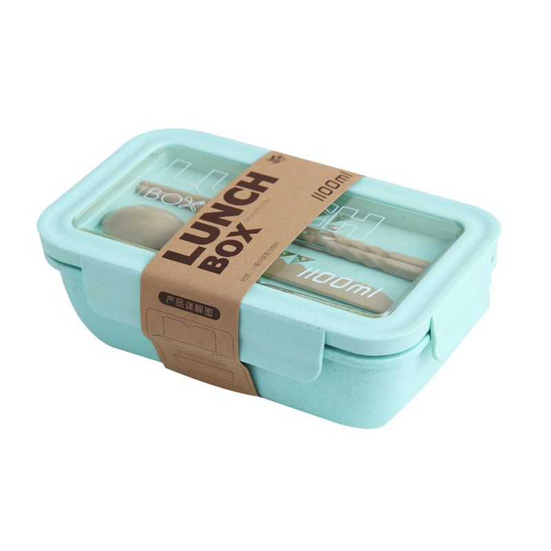 Fiambrera Bento de PP+PS+Paja de Trigo+Silicona al por mayor, apta para microondas
