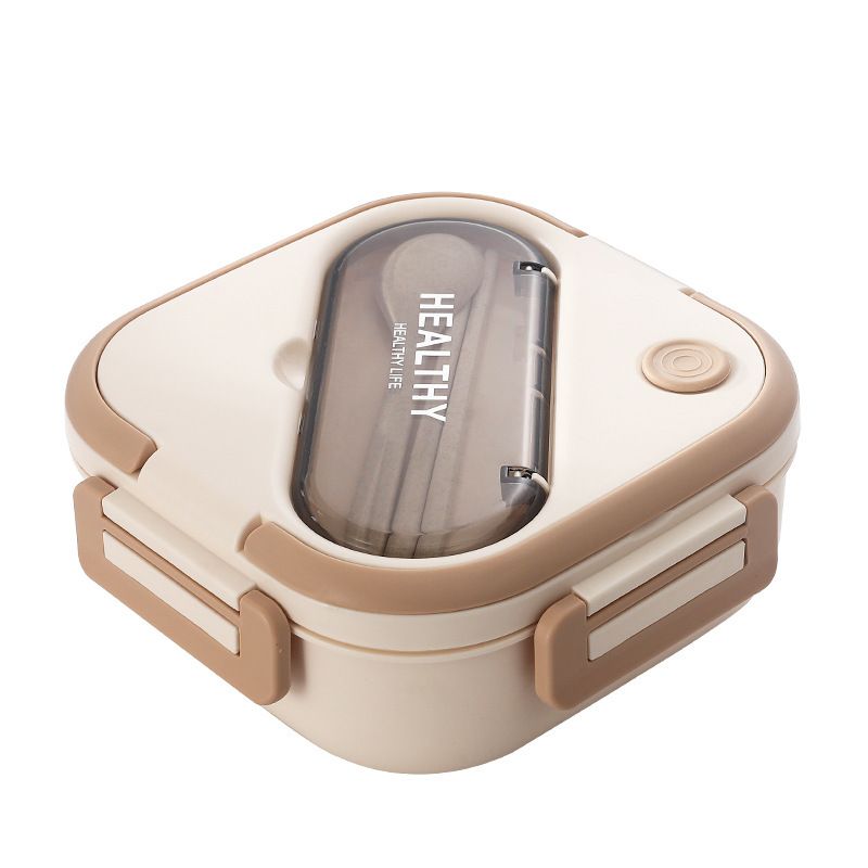 Minimalist Student Japanese Style Compartment Buckle Lunch Bento Box Office Worker Cafeteria Microwave Safe Lunch Box with Handle with Cutlery