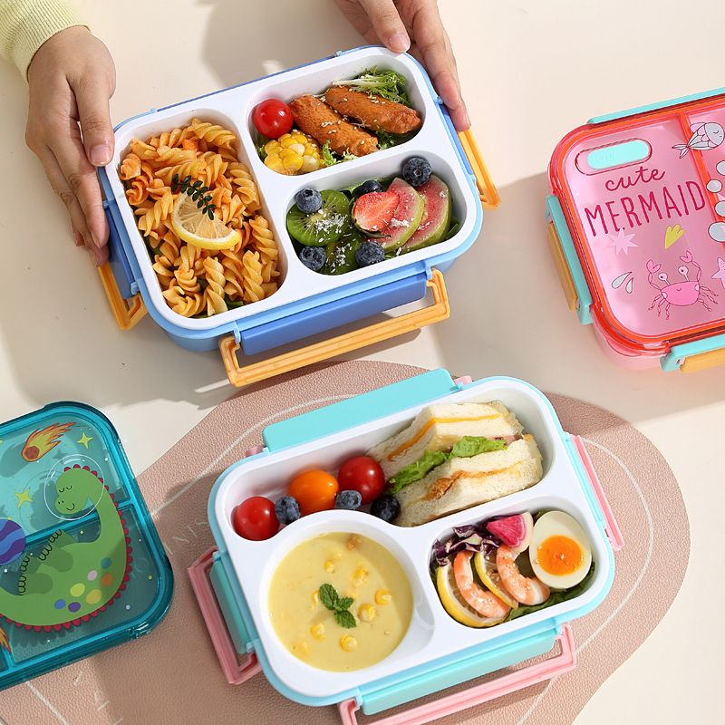 Kids Cartoon PP Plastic Lunch Box Student Dorm Takeout Lunch Bento Box Large Capacity Buckle Food Container