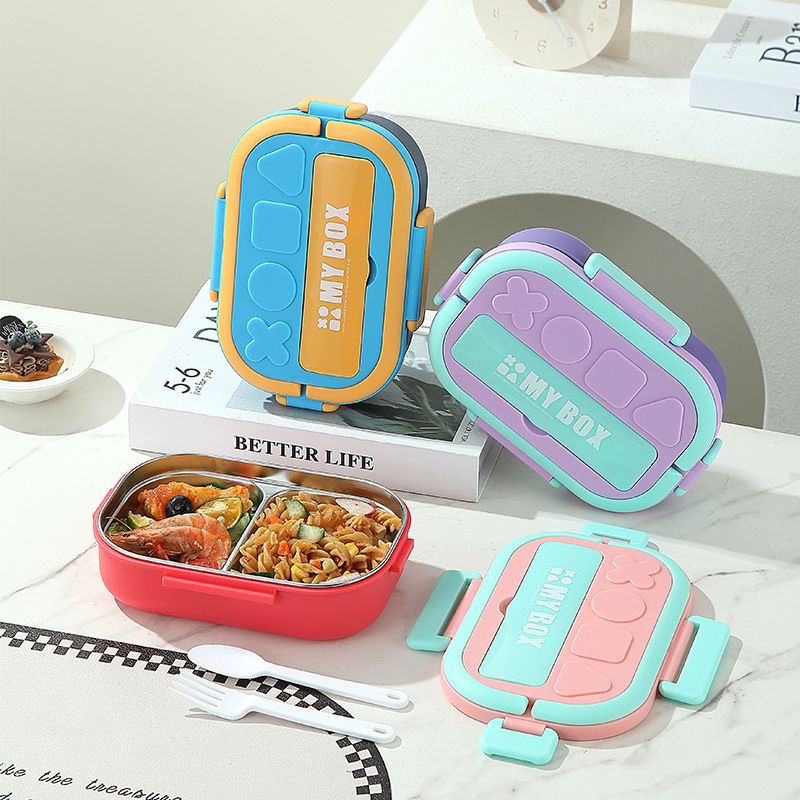 Fiambrera Bento de acero inoxidable 304 al por mayor, diseño de dibujos animados para marcas de preparación de comidas