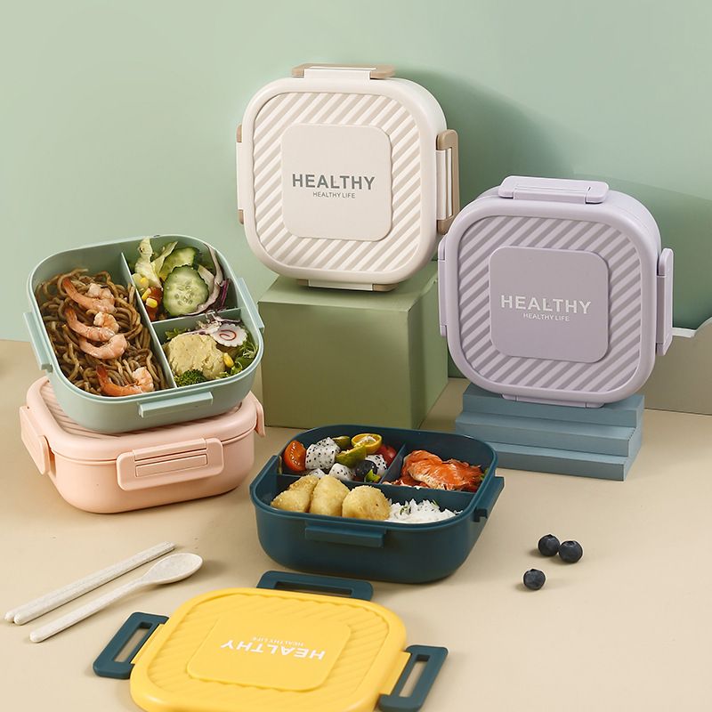 Fiambrera Bento de Plástico al por Mayor, Recipiente Portátil para Preparación de Comidas