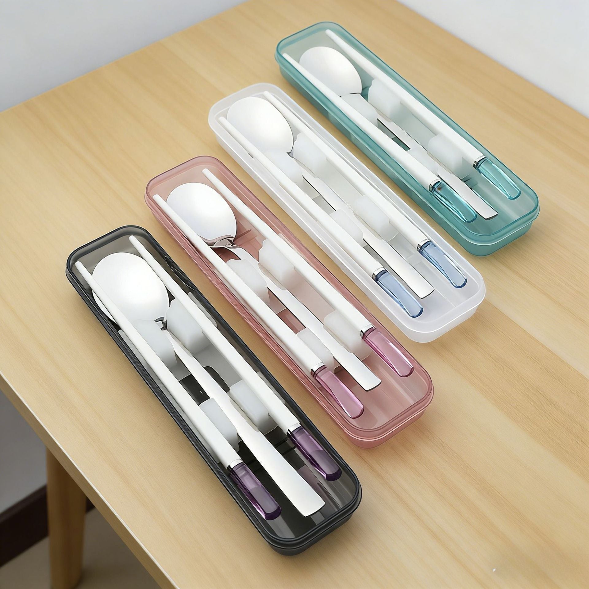 Creative Student 304 Stainless Steel Tableware Set 2-Piece Set Travel Portable Spoon and Chopsticks Gift Logo