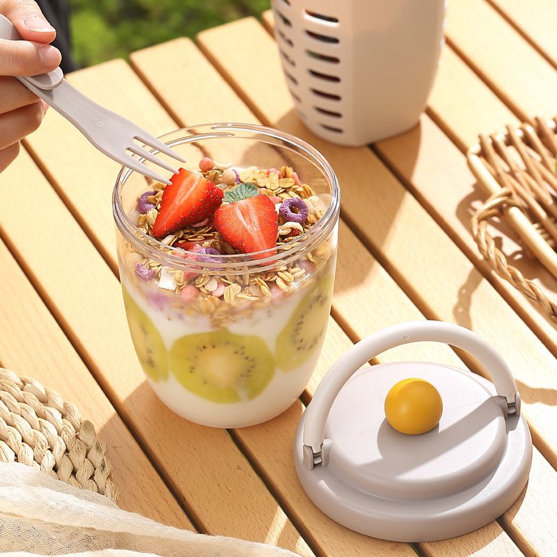 INS Salad Cup Picnic Fruit Cup Student Oatmeal Cup Office Worker Portable Yogurt Cup Double-Layer Draining