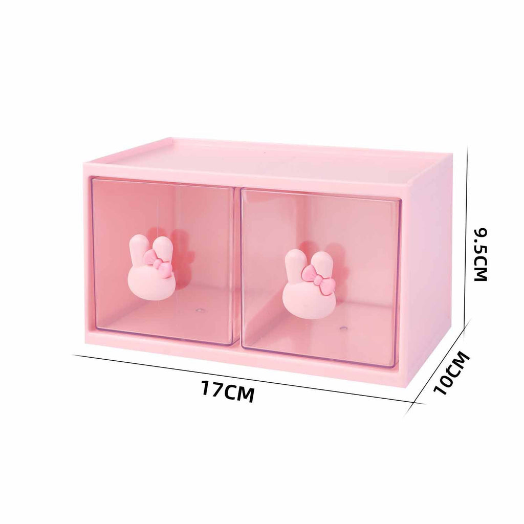 Cartoon Rabbit Student Desktop Storage Box Drawer-Type Compartment Stationery Clip Perler Beads Organizer Box Storage Box