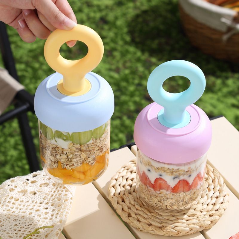 Student Minimalist Oatmeal Cup with Spoon Milkshake Cereal Brewing Water Cup Outdoor Portable Salad Cup