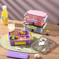 Student Large Capacity Cafeteria Takeout Compartment Lunch Box with Lid Sauce Box Bento Lunch Box with Cutlery