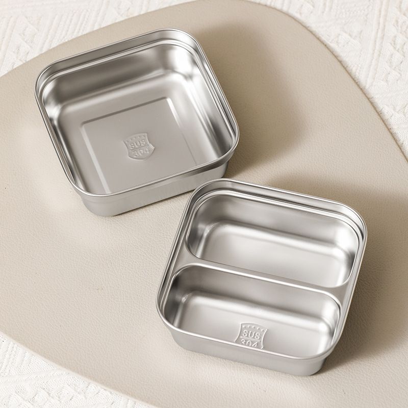 Student 304 Stainless Steel Lunch Box Office Worker Minimalist Lunch Bento Box Portable Food Container with Cutlery Spoon
