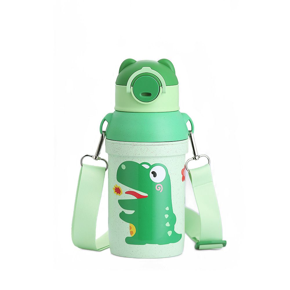 Cartoon Kids Wheat Straw Straw Cup Student Large Capacity Travel Water Bottle Pop-Up Cup Plastic Tumbler Cup
