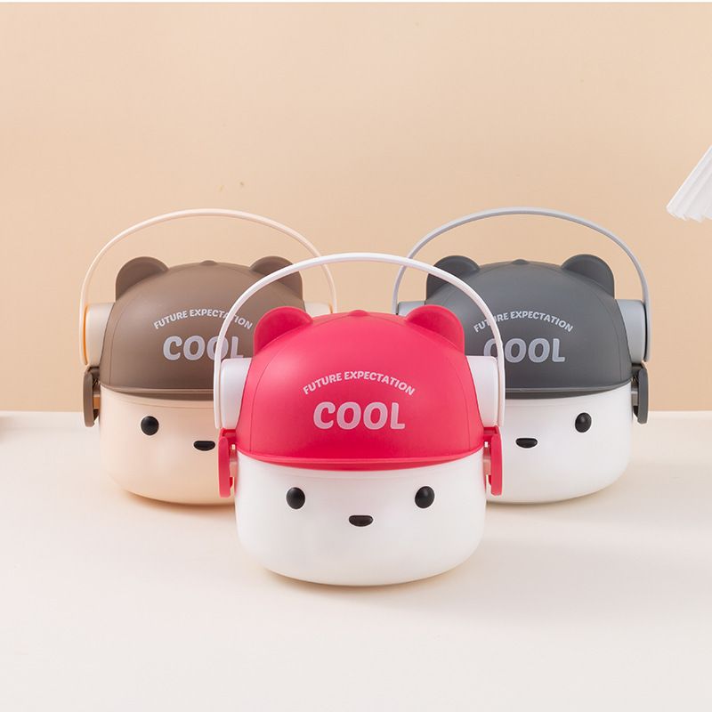 Creative Cartoon Student Plastic Lunch Box with Handle Office Worker Portable Microwave Safe Heating Lunch Bento Box