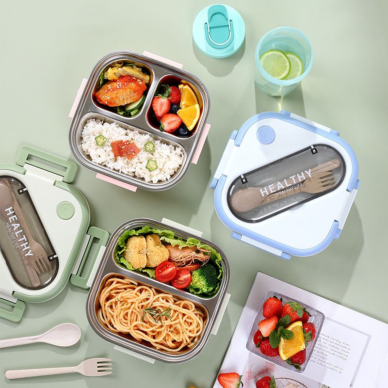 Fiambrera Bento de Acero Inoxidable 304 al por Mayor, para Niños y Estudiantes