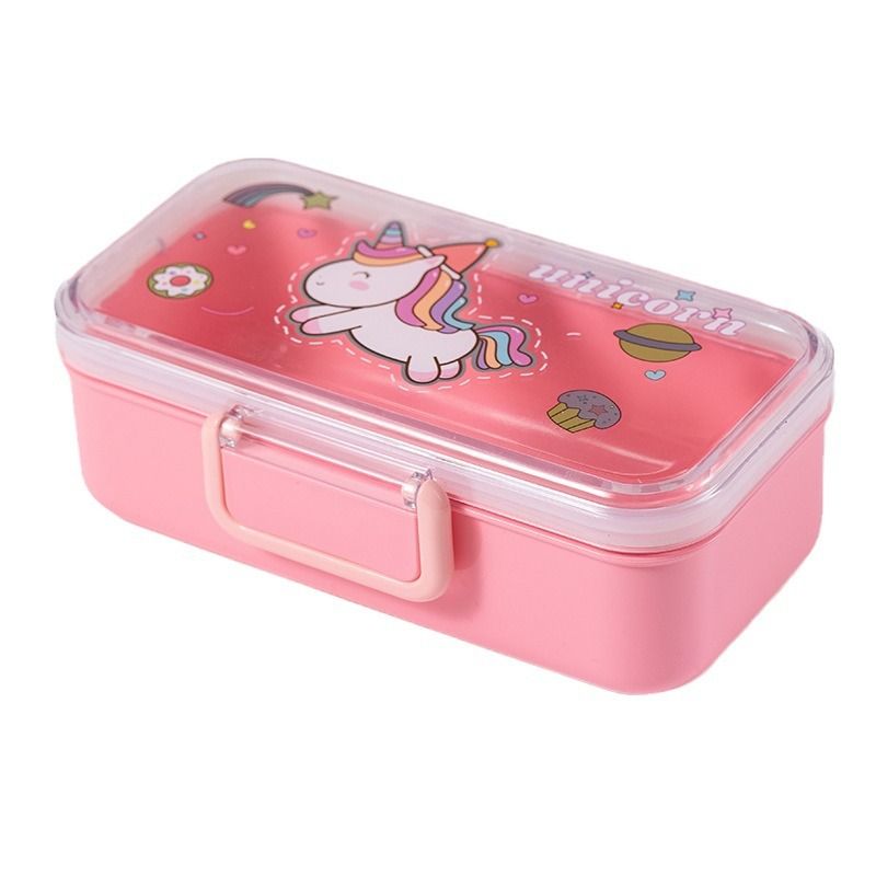 Kids Cartoon Dinosaur Dolphin Plastic Lunch Box Student Lunch Bento Box Microwave Safe Spring Outing Food Container