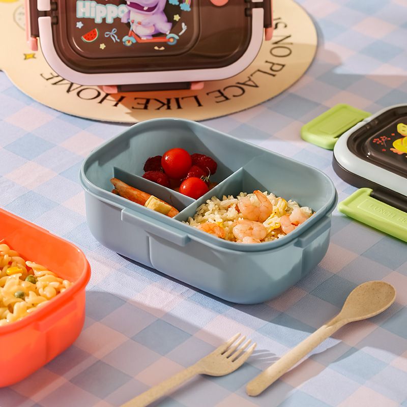 Student Cartoon Compartment PP Plastic Lunch Box Microwave Safe Kids Picnic Snack Food Container