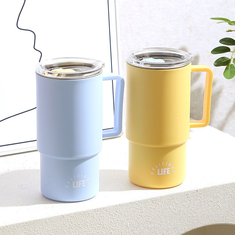Stylish Light Luxury Office Worker Large Capacity 304 Stainless Steel Mug Student Milk Tea Cup with Lid
