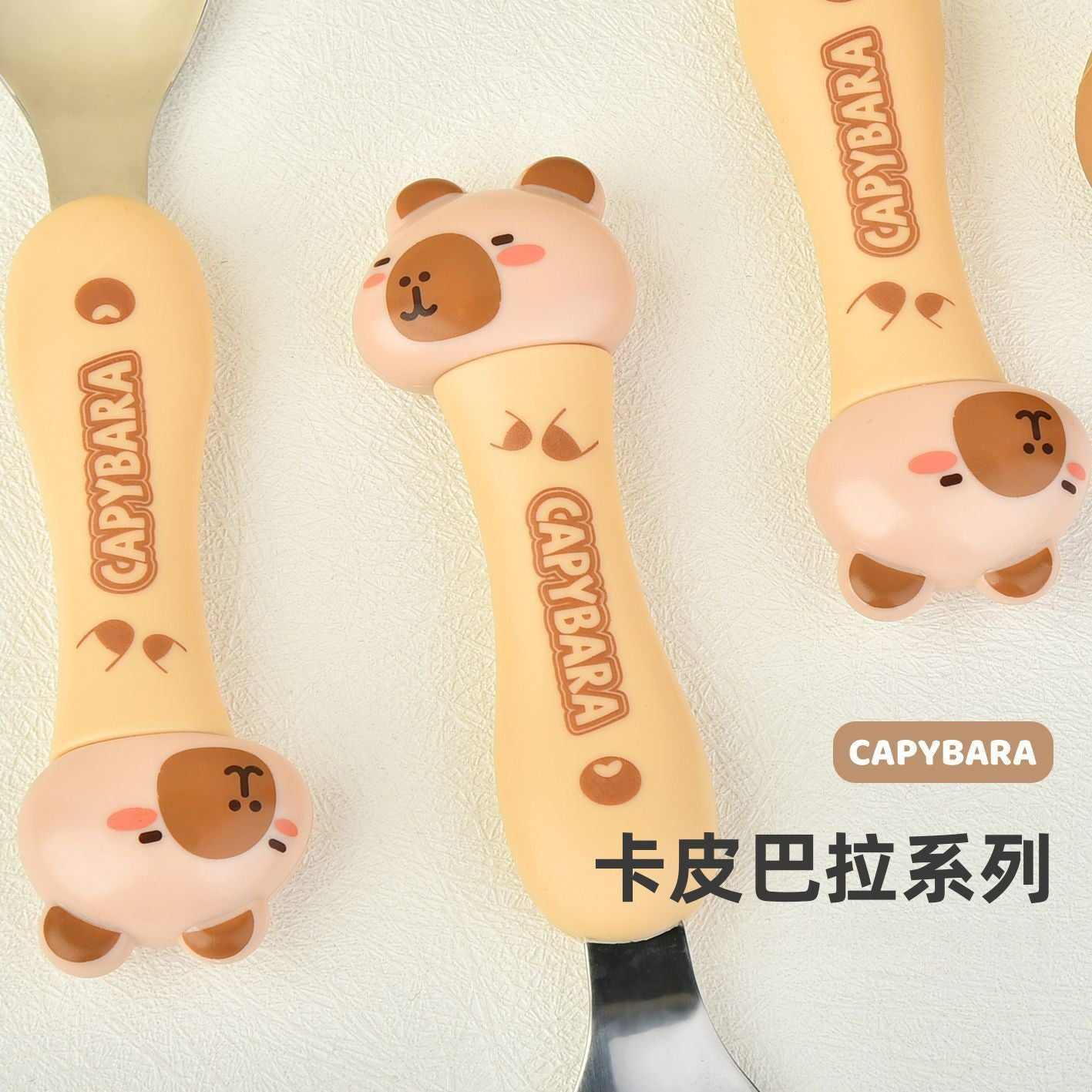 Cartoon 304 Stainless Steel Kids Tableware Set Student Storage Portable Spoon and Fork 2-Piece Set Combination Gift