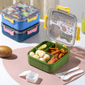 Cartoon Kids Plastic Square Compartment Lunch Box Student Portable Outdoor Travel Food Container Lunch Box
