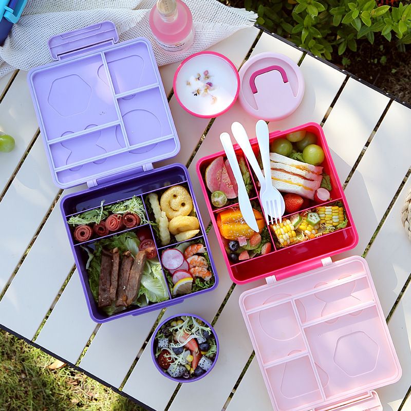 Creative Kids Outdoor Picnic Lunch Box Large Capacity Student Bento Box with Cutlery