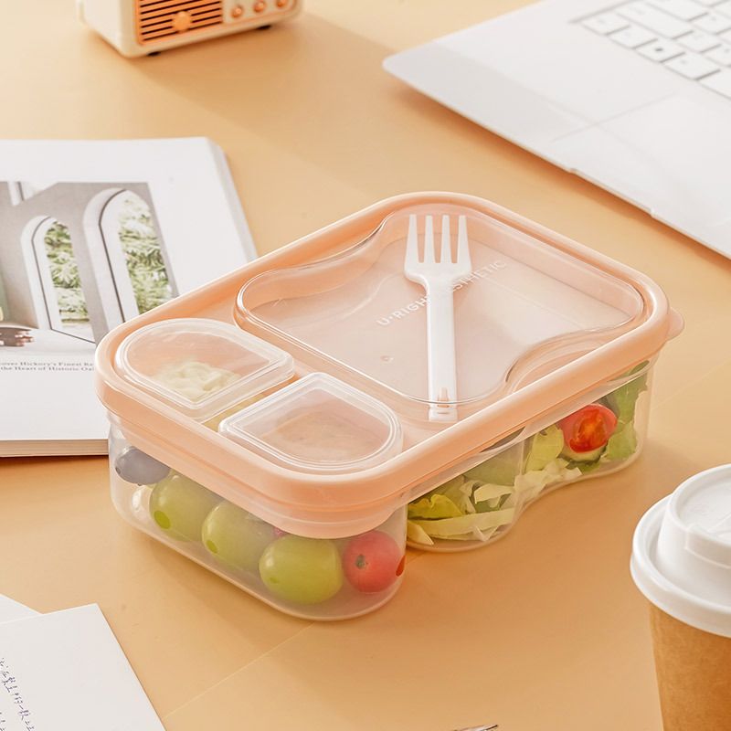 Minimalist Japanese Style Student Compartment PP Lunch Box Microwave Safe Lunch Bento Box Transparent Food Container