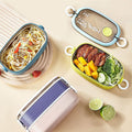 Office Worker Japanese Style Portable Portable Stainless Steel Double-Layer Lunch Box with Cutlery Student Stylish Lunch Box