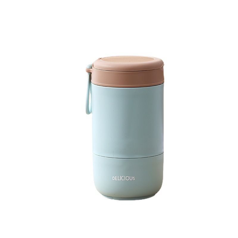 Student Cereal Tumbler Cup Office Worker 304 Stainless Steel Porridge Jar Soup Cup Double-Layer Large Capacity with Spoon Portable