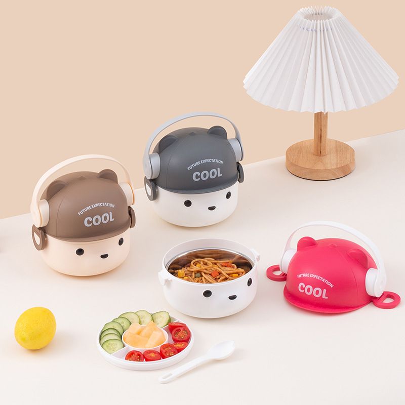 Fiambrera Bento de plástico al por mayor, fiambrera estilo Bento con asa