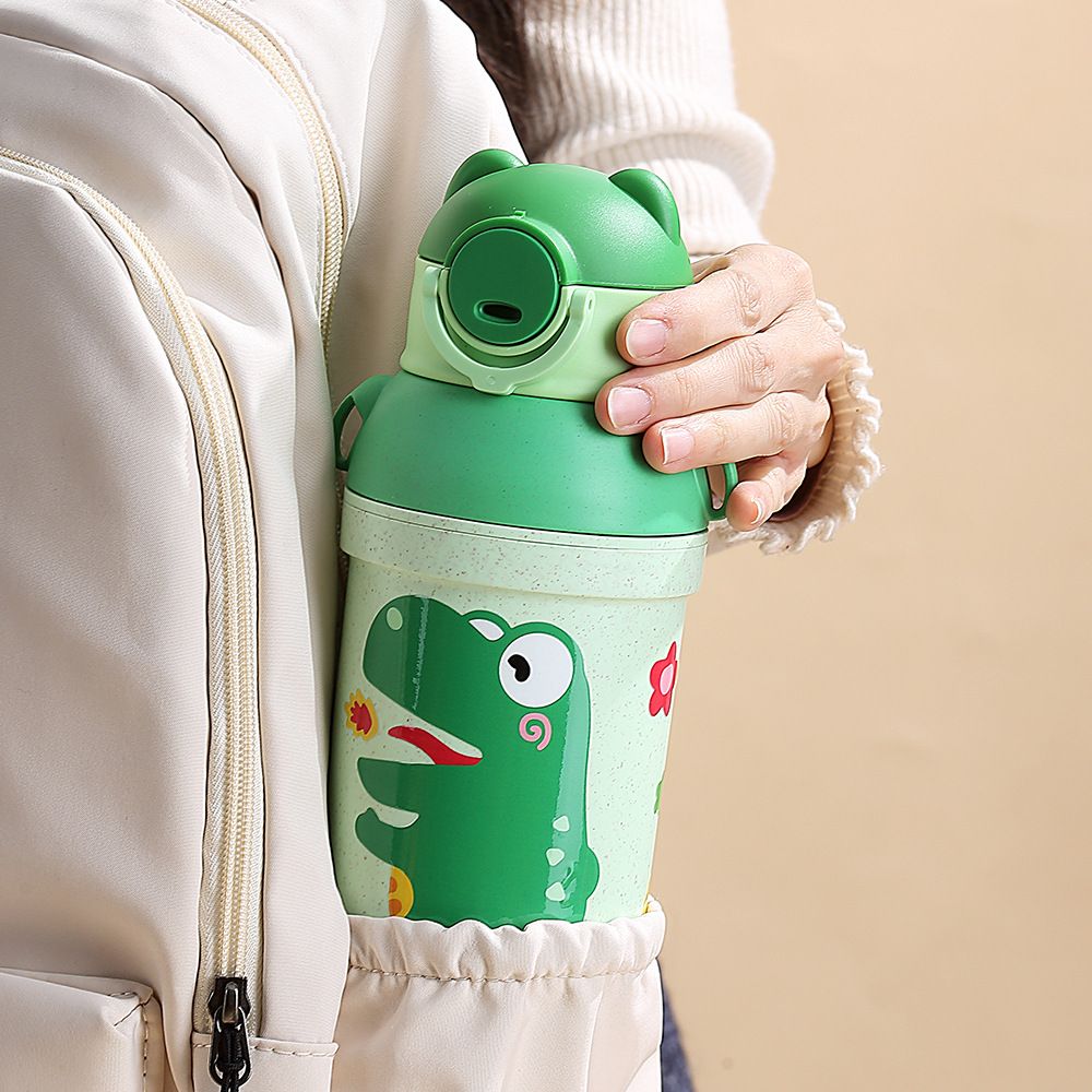 Cartoon Kids Wheat Straw Straw Cup Student Large Capacity Travel Water Bottle Pop-Up Cup Plastic Tumbler Cup