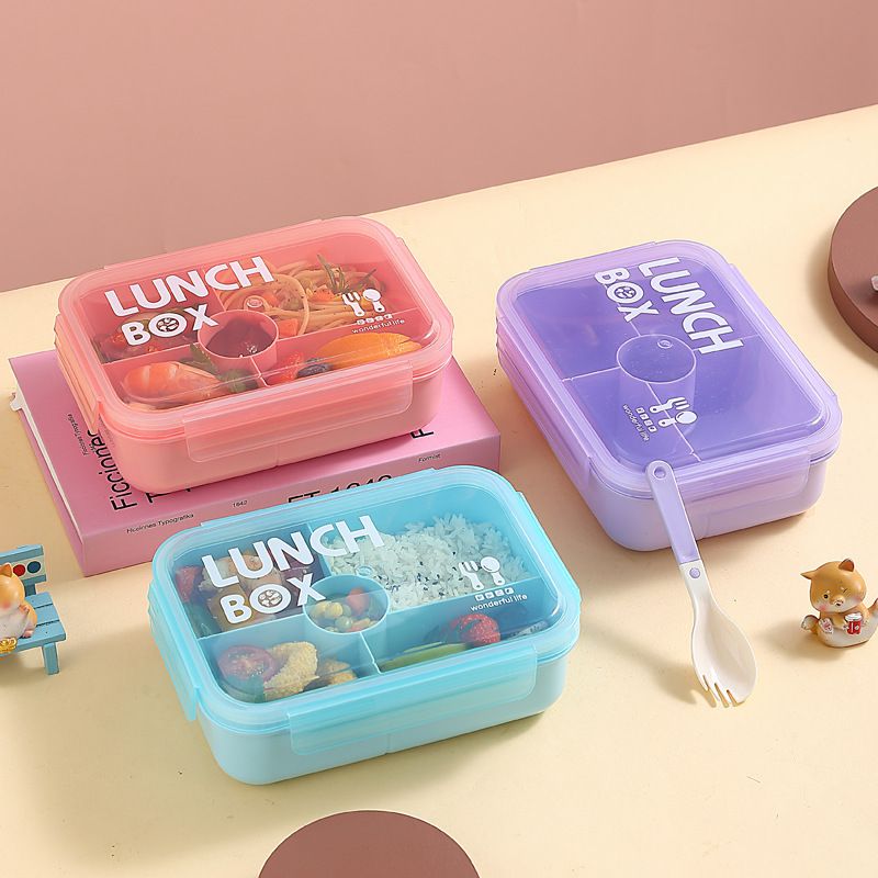 Student Minimalist Compartment Plastic Lunch Box and Water Cup Set Travel Portable Lunch Bento Box Microwave Safe Heating Tableware