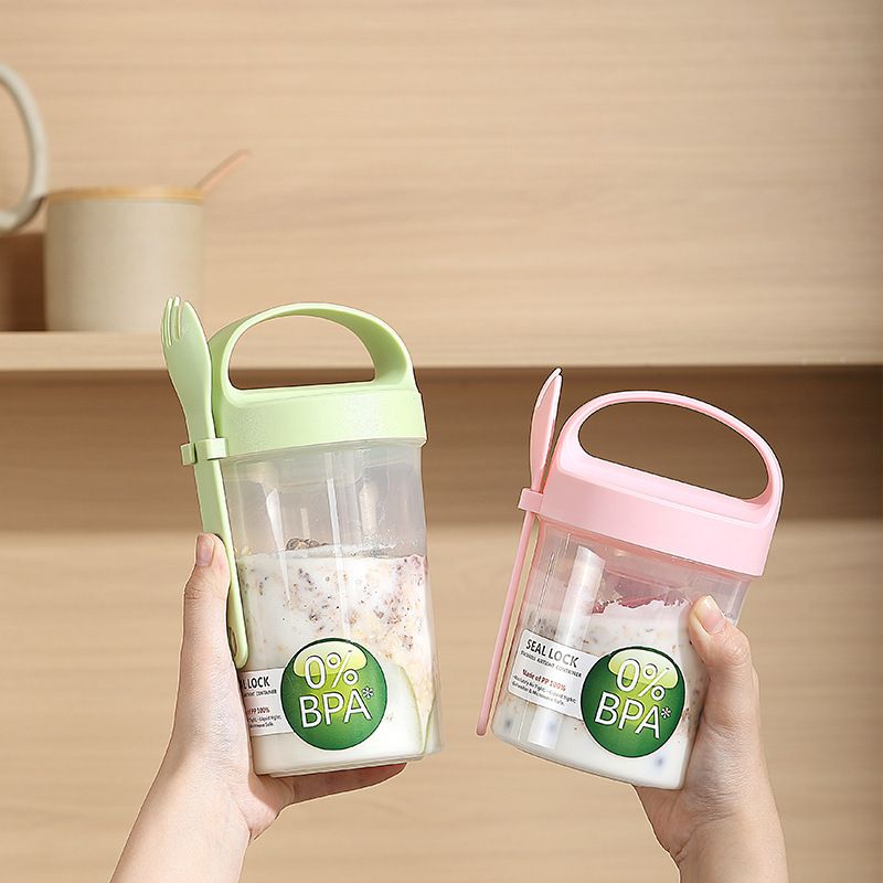 Minimalist Portable Salad Cup Fork Student Milk Cup Fruit Cup Double-Layer Cheese