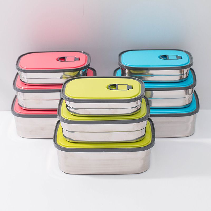 Student Stainless Steel Lunch Box Lunch Bento Box Kitchen Fridge Large Small Capacity Freshness Box Set Food Container