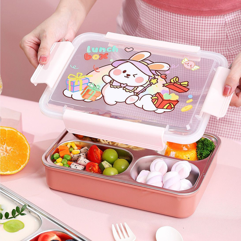 Fiambrera Bento de Acero Inoxidable 304 al por Mayor, Recipiente Apilable para Alimentos, de Dibujos Animados