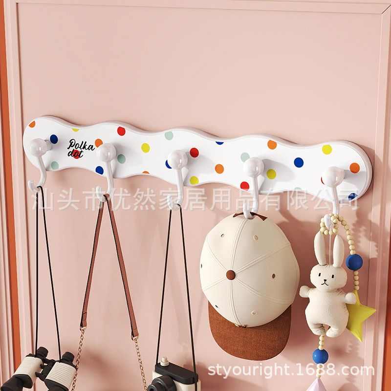 Student Dorm Dopamine Rotating Suction No-Drill Multi-Hook Strip Bathroom Kitchen Entryway Clothes Storage