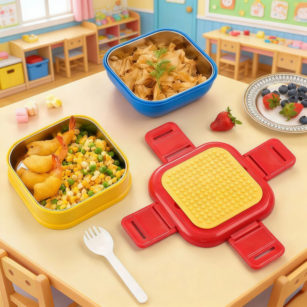 Fiambrera Bento de Acero Inoxidable 304 al por mayor, para la escuela y la oficina, de dibujos animados
