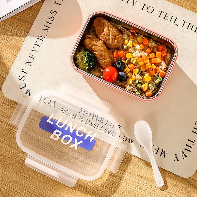 Minimalist Student 304 Stainless Steel Compartment Lunch Box Office Worker Lunch Box Bento Box with Lid Travel Food Container