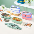 Office Worker Double-Layer Compartment Plastic Lunch Box Microwave Safe Student Lunch Bento Box Sauce Box