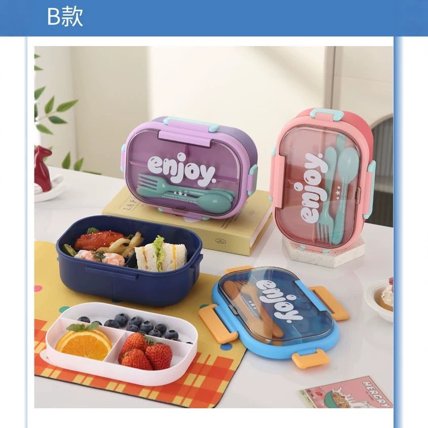 Student Portable Plastic Lunch Box and Water Cup Set Office Worker 304 Stainless Steel Compartment Lunch Bento Box with Cutlery