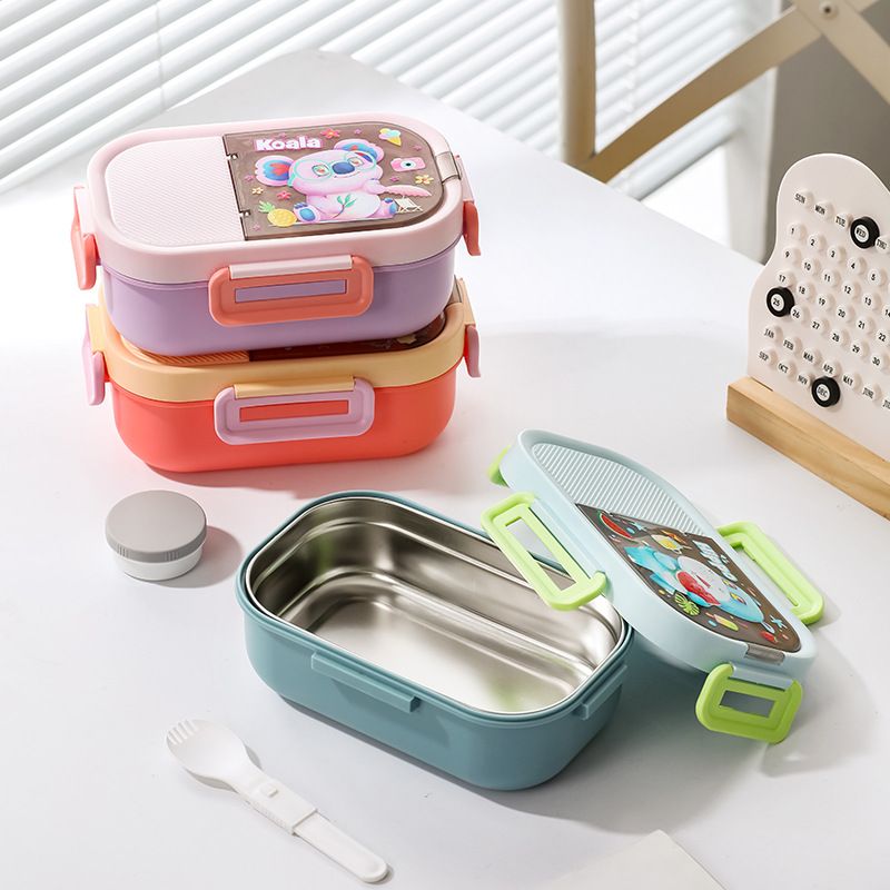 Student Cartoon 304 Stainless Steel Compartment Lunch Box Kids Portable Light Food Container Lunch Bento Box