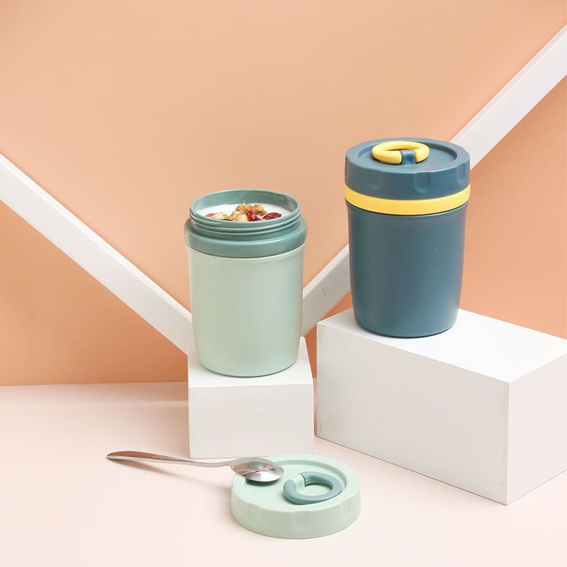 Minimalist Student Cereal Breakfast Cup Office Worker Plastic Soup Cup Microwave Safe Heating with Lid Cup