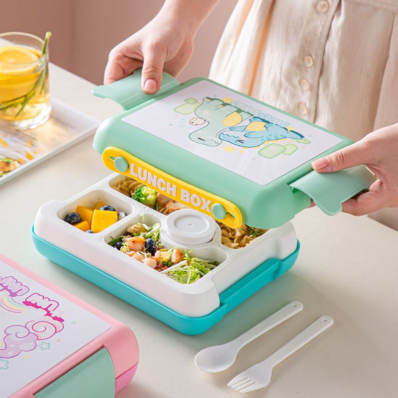 Fiambrera Bento de PP+Silicona al por mayor, recipiente portátil para preparación de comidas