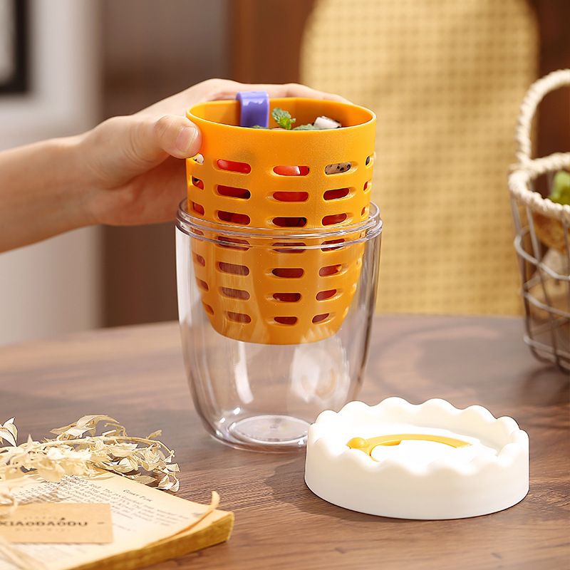 Minimalist Cloud Salad Cup Student Picnic Fruit Cup Double-Layer Draining Office Worker Portable Breakfast Cup Yogurt Cup