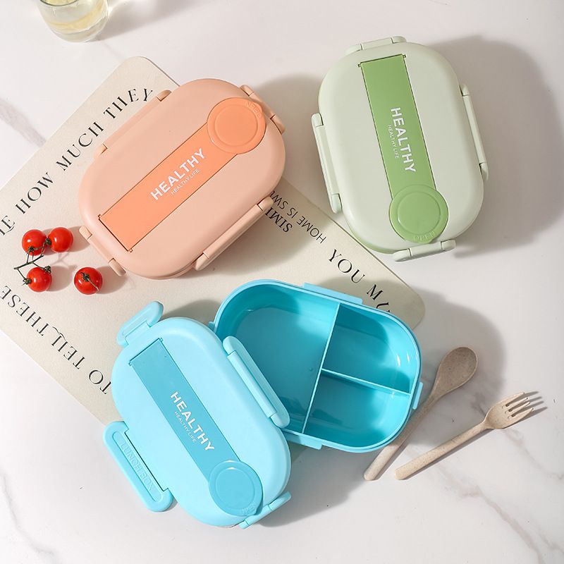 Minimalist Student Buckle Compartment Lunch Box Fresh Lunch Bento Box with Cutlery Portable Outdoor Travel Food Container