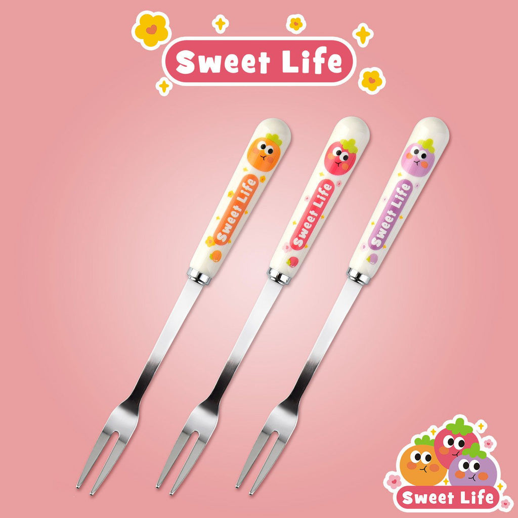 Stylish Cartoon Household Stainless Steel Fruit Fork 6-Piece Set Restaurant Dessert Cake Dessert Small Fork Gift