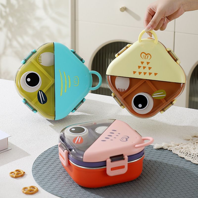 Creative Student 304 Stainless Steel Lunch Box INS Kids Bento Box Portable Takeout Lunch Box with Cutlery Sauce Box