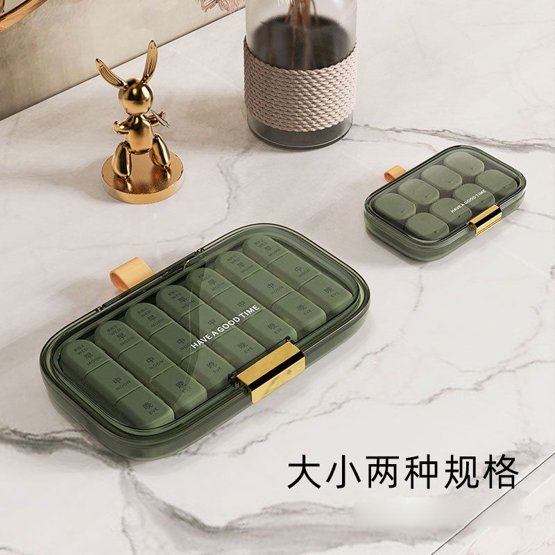 Minimalist Portable Portable Classified Dispensing Box Elderly Outdoor 7-Day Weekly Morning Noon Evening Pill Dispenser Medicine Storage Box