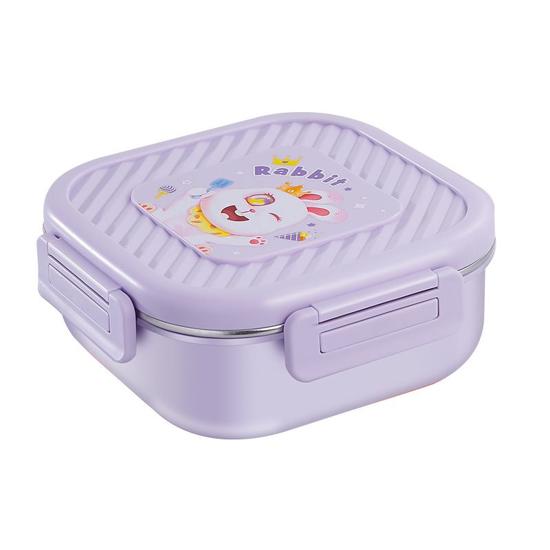 Student Cartoon 304 Stainless Steel Compartment Lunch Box Kids Spring Outing Portable Lunch Bento Box with Cutlery