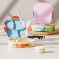 Cartoon Toast Shape Kids Compartment Lunch Box Student Lunch Bento Box Microwave Heating with Spoon and Fork Sauce Box