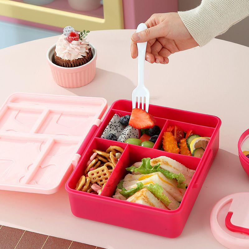 Minimalist Large Capacity Compartment Lunch Box Student Snack Food Container Lunch Bento Box with Lid