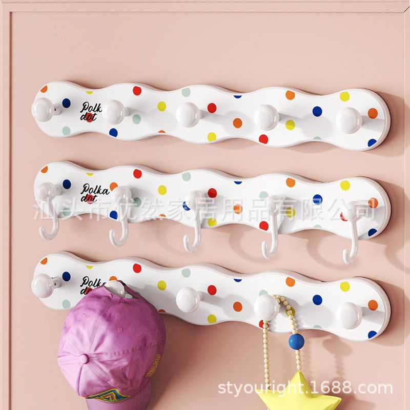 Student Dorm Dopamine Rotating Suction No-Drill Multi-Hook Strip Bathroom Kitchen Entryway Clothes Storage