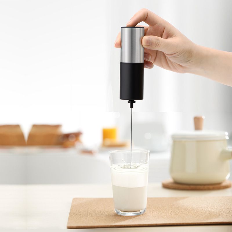 Creative Electric Milk Frother Handheld Stainless Steel Cordless Frother Milk Frothing Whisk Household
