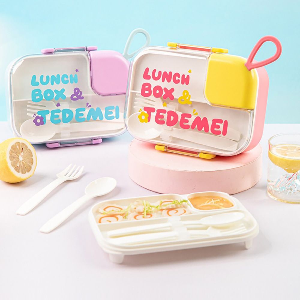 Creative Japanese Style 304 Stainless Steel Student Compartment Lunch Box with Cutlery Kids Kindergarten Spring Outing Picnic Bento Box